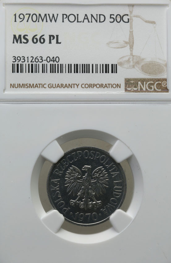 PRL. 50 groszy 1970 NGC MS66 PL (MAX)